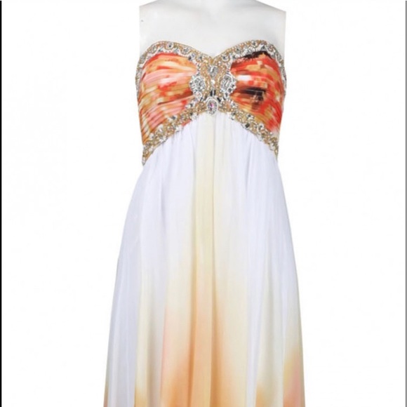 Cachet sweetheart neckline gemstone chiffon dress - Picture 7 of 8